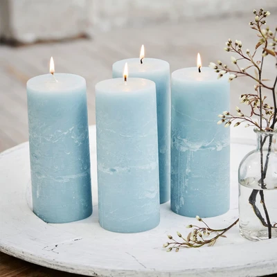 Afbeelding van LOBERON Kaars set van 4 Homel blauw