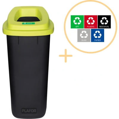 Afbeelding van Plafor Prullenbak voor afvalscheiding 90L, Zwart/Groen