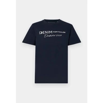Afbeelding van TOM Tailor Denim Tshirt print, Heren, Maat: Small, Sky captain blue