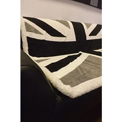 Afbeelding van Rapport Home Union Jack Britse Verenigd Koninkrijk Vlag Zachte Gooi over, Polyester, Zwart/Wit/Grijs, Full