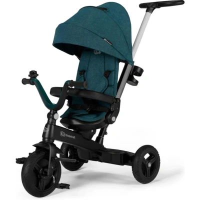 Afbeelding van Kinderkraft driewieler TWIPPER, fiets met duwstang, 360 draaibare zitting, zonnekap, accessoires, bel, bekerhouder, van 9 maanden tot 5 jaar, groen