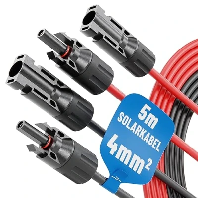 Afbeelding van ABSINA 2x 5 meter zonnekabel 4 mm2 H1Z2Z2 K zwart en rood PV kabel UV bestendig zonne mm2, kabel, fotovoltaïsche montageaccessoires, mm²
