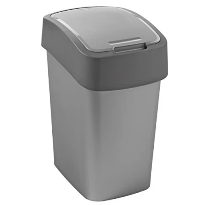 Afbeelding van Curver Flip Bin Afvalbak 25L Zilver/Antraciet