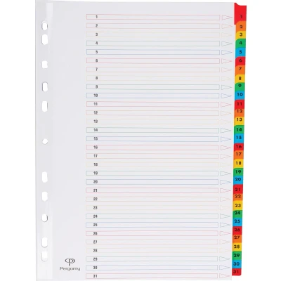 Afbeelding van Tabblad Karton A4 Assorti 31 delig 1 11 gaats per 10