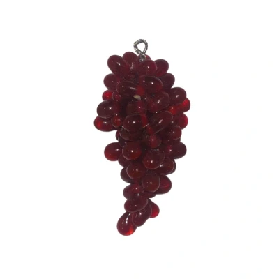 Afbeelding van Decoratie Druiventrosjes Glas Set 4 stuks Helder Rood 4x2 cm
