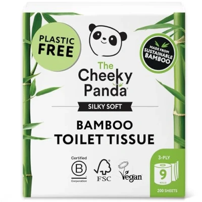 Afbeelding van The Cheeky Panda Bamboe Toiletpapier 9 Rollen x 200 Vellen 3 Laags Super Sterk WC Papier
