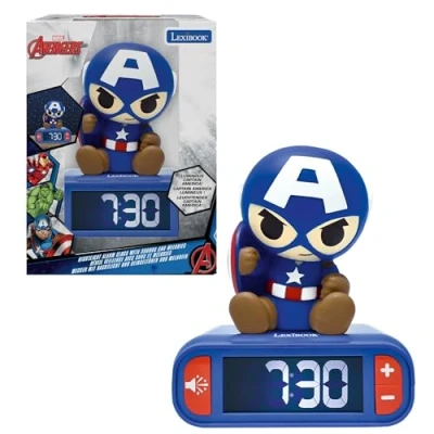 Afbeelding van Lexibook, Marvel Avengers, Reloj Despertador con Luz Nocturna de los Vengadores, Sonidos y Melodías, Pantalla LCD Retroiluminada, Luminoso, Snooze, RL800AV1