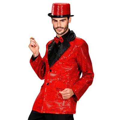 Afbeelding van Widmann Glitter &amp; Glamour Kostuum Pailletten Colbert Rood Man One Size Carnavalskleding Verkleedkleding
