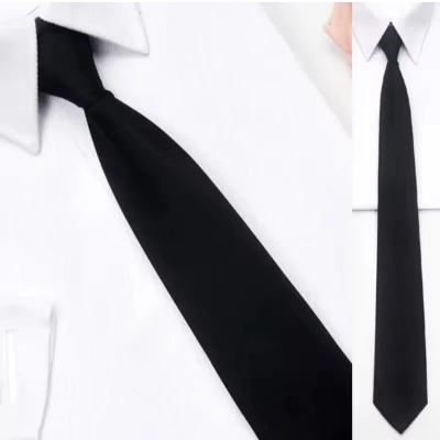 Afbeelding van CHPN stropdas Zwart kleurige Smalle Zwarte tie Black Polyester Universeel Accessoire das Chique