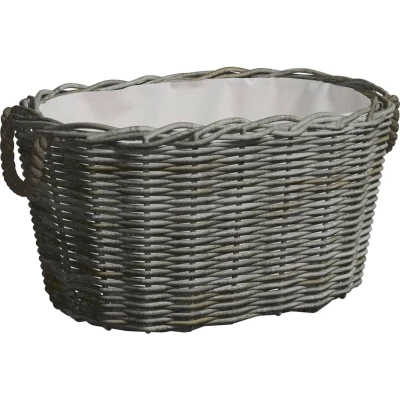 Afbeelding van Houtmand met handvatten 60x40x28 cm wilgenhout grijs