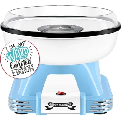 Afbeelding van Gadgy suikerspinmachine voor thuis, suiker of snoep, Cotton Candy Machine, suikerspin kinderfeest, verjaardag en feest, blauw