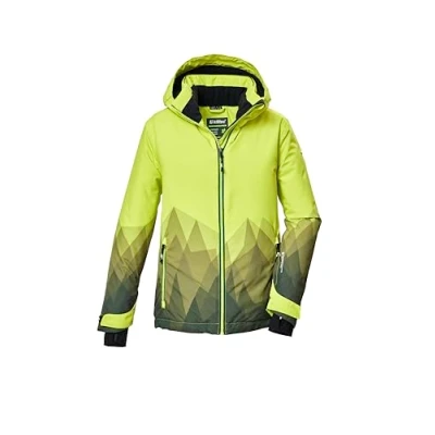 Afbeelding van killtec Jongens SKI jack/functionele jas met capuchon en sneeuwvanger KSW 383 BYS JCKT, lime, 116, 42096 000