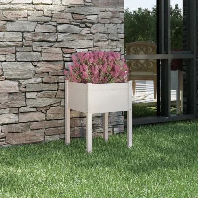 Afbeelding van Plantenbak 50x50x70 cm massief grenenhout wit