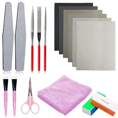 Afbeelding van Surflyee Hars Casting Tools Set 17 Stuks polijsten Tool Kit voor Sieraden Maken, Inclusief Sands Papers, Schaar, Polijstdoek, het van Epoxy Maken Supplies