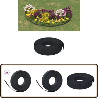 Afbeelding van vidaXL Tuinranden 5 st 10 m cm polyetheen zwart