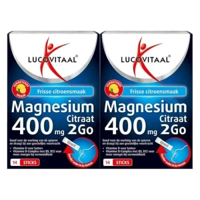 Afbeelding van 2+2 gratis: 2x Lucovitaal Magnesium 400mg 2Go 14 sachets