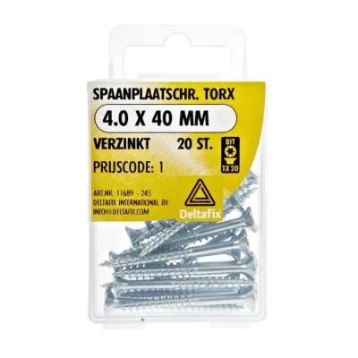 Afbeelding van Deltafix spaanplaatschroef platkop / torx met nibs type 17 snijpunt verzinkt 3.5 x 30 mm 35 st.