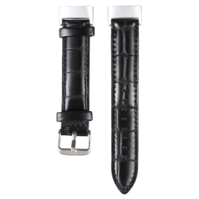 Afbeelding van Fitbit Charge 5 &amp; 6 bandje Echt leer Zwart (crocodile)