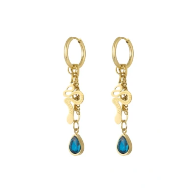 Afbeelding van YWG oorbellen snake soul Goud / Blauw