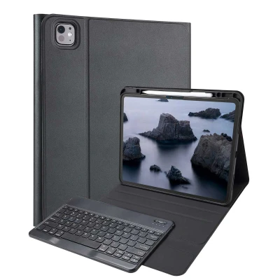 Afbeelding van Belgisch toetsenbord AZERTY Bluetooth Keyboard Bookcase voor de iPad Pro 13 (2024) M4