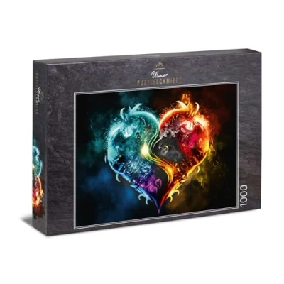 Afbeelding van Ulmer Puzzleschmiede puzzel &quot;Magisch Hart&quot; Lichtgevend effectvolle hartvormige met 1000 stukjes uit de collectie magische kleuren puzzelkwaliteit Made in Germany