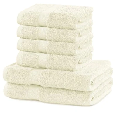 Afbeelding van DecoKing Marina Set van 6 katoenen kwaliteit 525 g/m² 4 handdoeken 50 x 100 cm en 2 badhanddoeken 70 140 cm, ecru ivoor absorberend