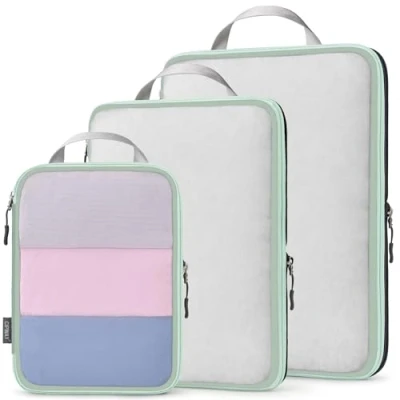 Afbeelding van Cipway Compressie Travel Packing Cubes, Mesh Design Lichtgewicht Reistassen Organizer voor Rugzak Koffers Thuis Opslag (Sage Groen 3 stuks)