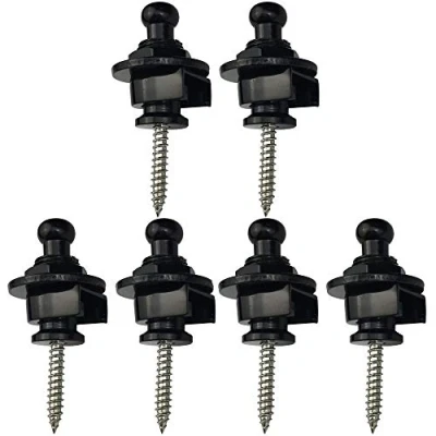 Afbeelding van POFET 6 stks Gitaar Strap Lock Anti stripping Systeem voor en Bass Zwart