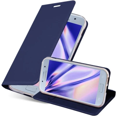 Afbeelding van Cadorabo Hoesje geschikt voor Samsung Galaxy A3 2017 in CLASSY DONKER BLAUW Beschermhoes met magnetische sluiting, standfunctie en kaartvakje Book Case Cover Etui