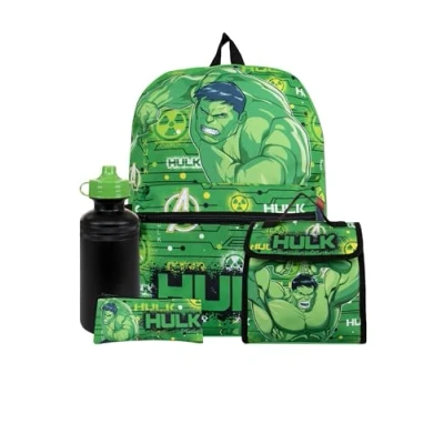Afbeelding van MARVEL Rugzakset Hulk Rugzak Voor Jongens Jongensrugzak Met Lunchtas En Waterfles One Size Groen