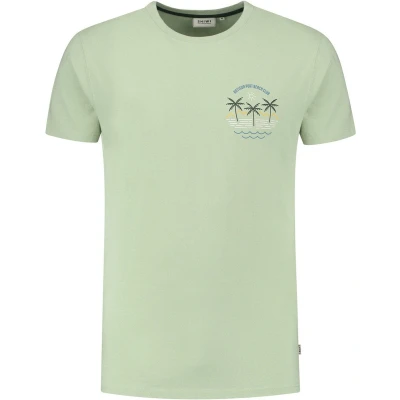 Afbeelding van Shiwi T Shirt Antigua Port Dust Green maat XL Heren met Regular fit Pasvorm Katoen Suitable Herenkleding