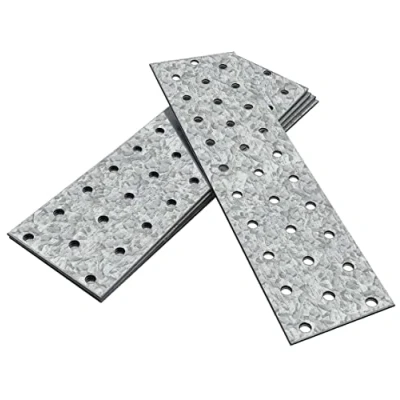 Afbeelding van OMIDEAS 5 x Platte Verbindingsplaat (200 60 2) Geperforeerde Platen Staal Verbinding Plaathouder Houtverbinders Reparatieconnector Aansluitplaten Connector, Verzinkt