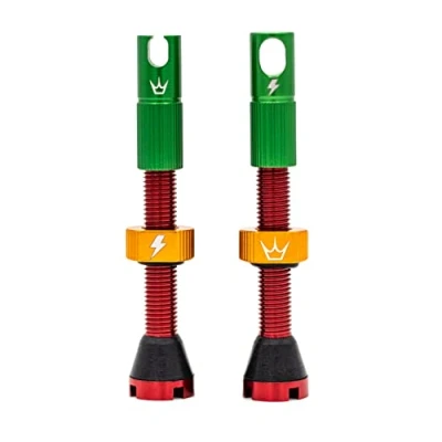 Afbeelding van Peaty&#039;s X 50to01 MK2 tubeless ventielen Presta &#039;Rasta&#039; geïntegreerde spaaksleutel en ventielkern verwijderingsdoppen, mountainbike grindbanden, compatibel met inzetstuk, aluminium 42 mm
