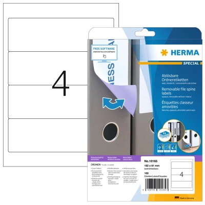 Afbeelding van Rugetiket HERMA 10165 breed 61x192mm verwijderbaar wit