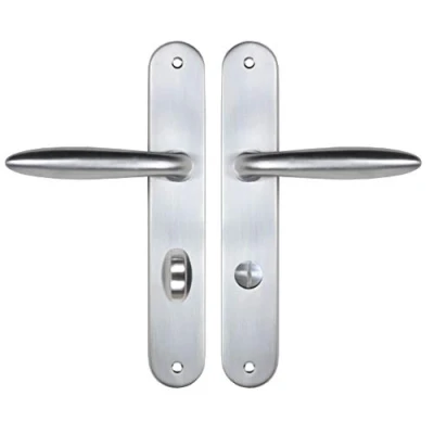 Afbeelding van Bricard 984056 Set zamak handgrepen op schetsplaat voor badkamerdeur, toilet (vergrendeling), zilver