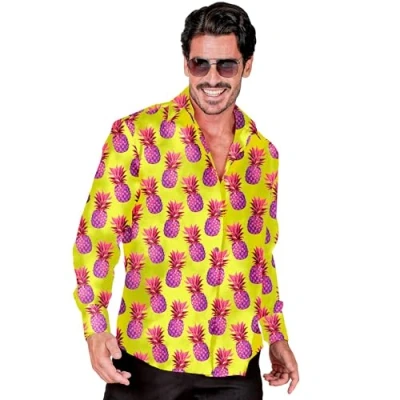 Afbeelding van Widmann Hawaii &amp; Carribean Tropisch Kostuum Tropical Fruit Party Beach Overhemd Man Geel XXL Carnavalskleding Verkleedkleding