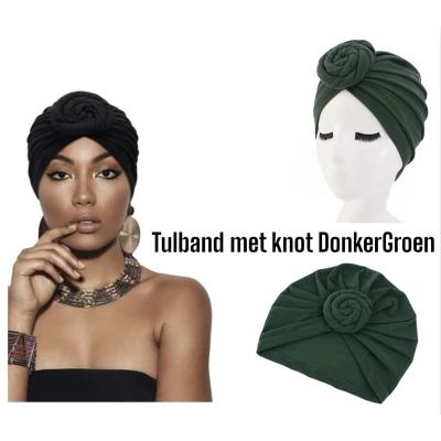 Afbeelding van Cabantis Tulband met Knot Hoofddeksel Islamitisch Muts Donkergroen