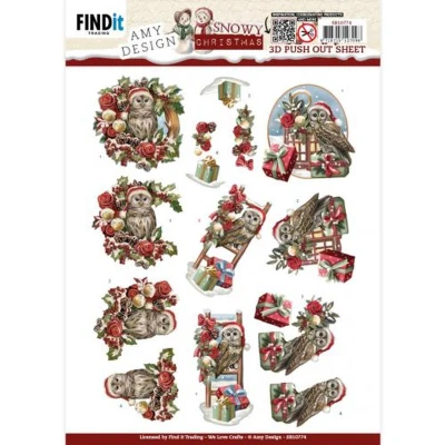 Afbeelding van 3D Push Out Amy Design Snowy Christmas Owl