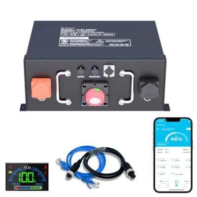 Afbeelding van Mjbsan LiFePO4 Accu, 12 V, 320 Ah, 4096 Wh energie lithiumbatterij met ingebouwde 250 A BMS app bewaking, 4000 12000 cycli en levensduur van 10 jaar, ideaal voor caravans, zonne installaties,
