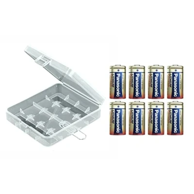 Afbeelding van CR123A Panasonic lithiumbatterijen, 3 V, in kunststof beschermdoos, transparant, 8 stuks