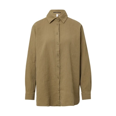 Afbeelding van QS IM Oversizeschnitt Overhemdblouse, Dames, Maat: 38, Olivgrün