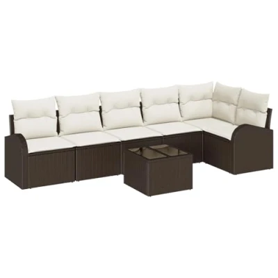 Afbeelding van vidaXL 6 delige Tuinsofa Set met Kussens Grijze Poly Rattan