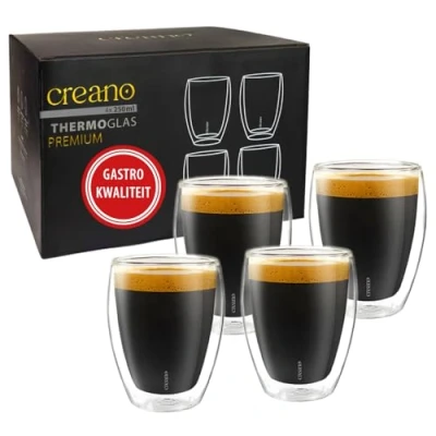 Afbeelding van Creano Premium dubbelwandige drinkglazen, 250 ml, set van 4, gastronomische kwaliteit, 100% vaatwasserbestendig, nieuw 2024