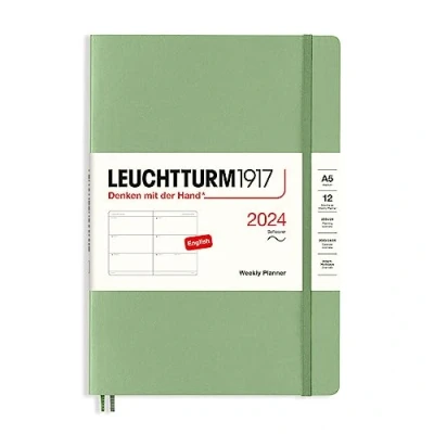 Afbeelding van LEUCHTTURM1917 367662 weekkalender, softcover, medium (A5) 2024, 12 maanden, salie, Engels