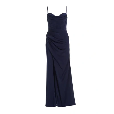 Afbeelding van Swing MIT Drapierung UND Beinschlitz Galajurk, Dames, Maat: 34, Navy