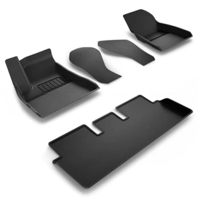 Afbeelding van Spigen Tesla Model 3 Highland 2024 Vloermatten, Complete Set, All Weather Antislip Binnenmatten, Waterdicht en Hoogwanding, Krasbestendig Antislipmatset 6 Stuks Compatibel met