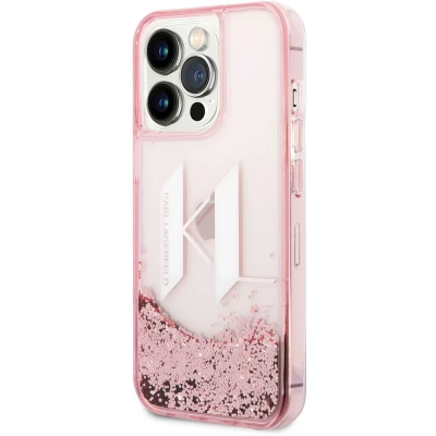 Afbeelding van Karl Lagerfeld, Hardcase Geschikt voor Apple iPhone 14 Pro Max Glitter KL Floating Glitter, Roze