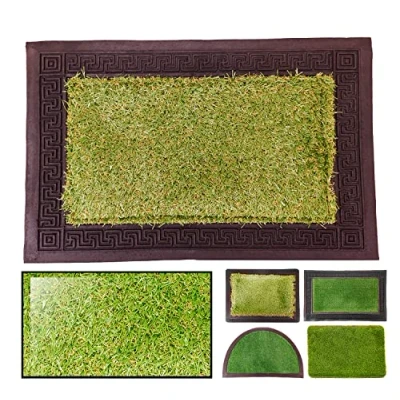 Afbeelding van LucaHome Deurmat, entreehuis, 37 x 52 cm, van rubber en kunstgras, 20 mm, antislip onderkant, eenvoudige reiniging, absorberende vloermat, voor binnen buiten