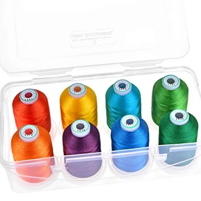 Afbeelding van New brothread 15 Opties 8 Opklikbare Spoelen van 1000m elk Polyester Machine Borduurgaren met Doorzichtige Plastic Opbergdoos voor Borduren en Quilten Fruit&amp;Garden