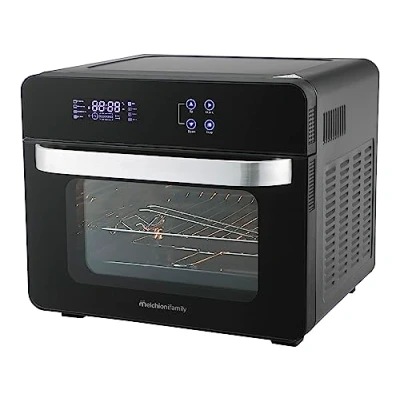 Afbeelding van Melchioni Family Vittoria Combo heteluchtfriteuse, 24 liter inhoud, friteuse + statische en geventileerde oven met 11 programma&#039;s, 45 230 graden, kleur zwart